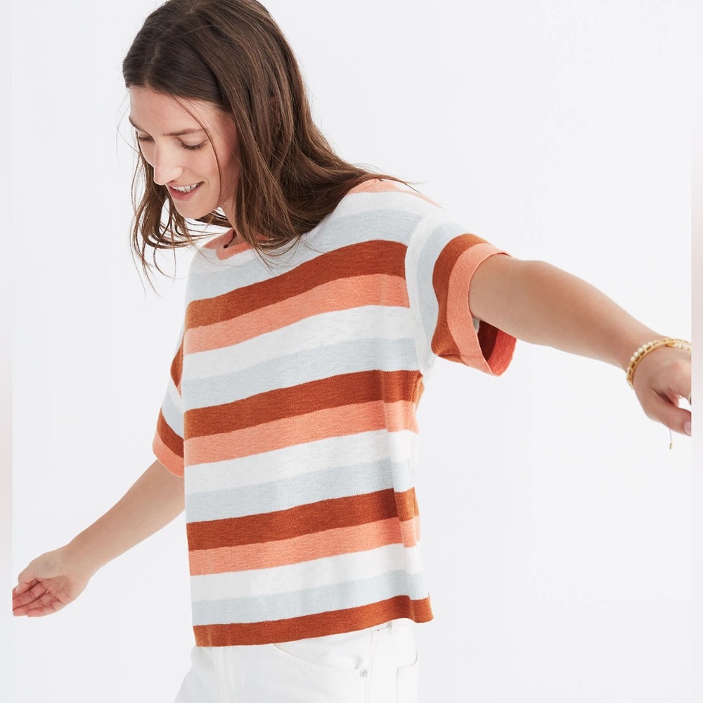 MADEWELL Boxy Sweater Tee in Maggie Stripe